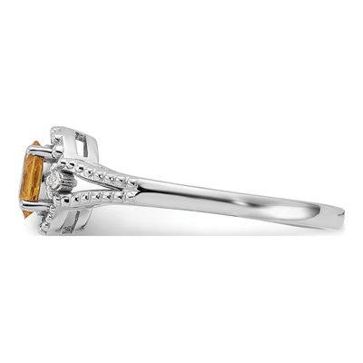 Sterling Silver Citrine & Diamond Ring – view 4