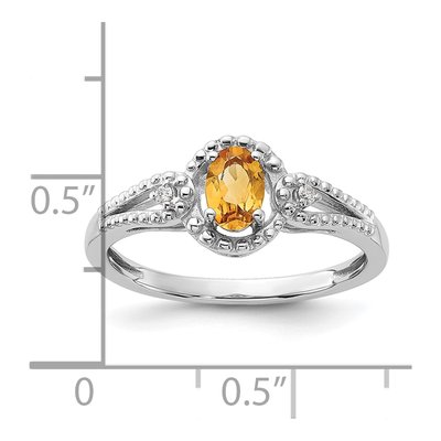 Sterling Silver Citrine & Diamond Ring – view 5