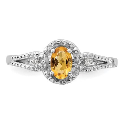Sterling Silver Citrine & Diamond Ring – view 6
