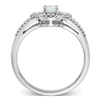 Sterling Silver Lab-Created Opal & Diamond Ring – view 3