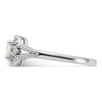 Sterling Silver Lab-Created Opal & Diamond Ring – view 4
