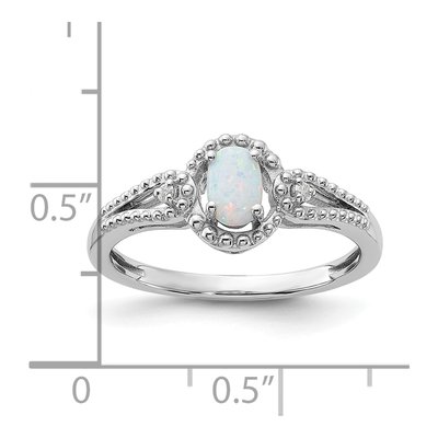 Sterling Silver Lab-Created Opal & Diamond Ring – view 5