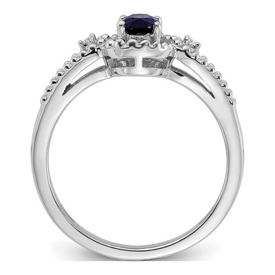 Sterling Silver Lab-Created Sapphire & Diamond Ring – view 3