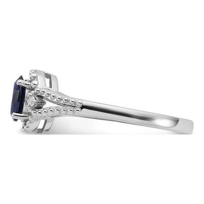 Sterling Silver Lab-Created Sapphire & Diamond Ring – view 4