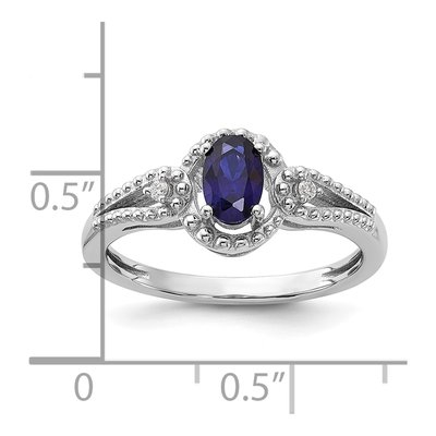 Sterling Silver Lab-Created Sapphire & Diamond Ring – view 5