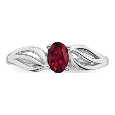 Sterling Silver Lab-Created Ruby Ring – view 6