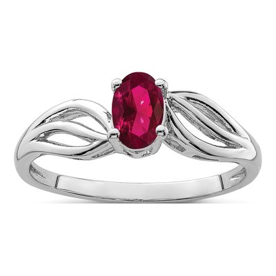 Sterling Silver Lab-Created Ruby Ring