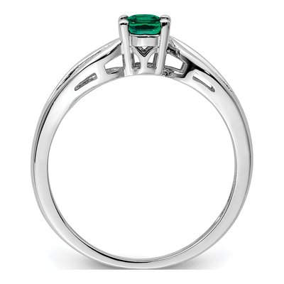 Sterling Silver Lab-Created Emerald Ring – view 3