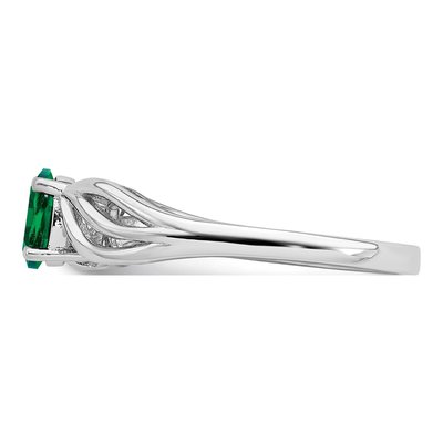 Sterling Silver Lab-Created Emerald Ring – view 4