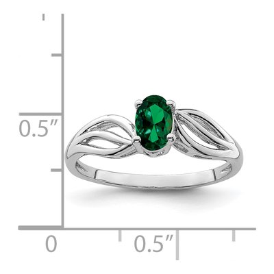 Sterling Silver Lab-Created Emerald Ring – view 5