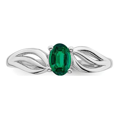 Sterling Silver Lab-Created Emerald Ring – view 6