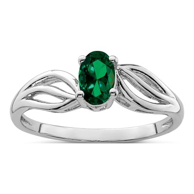 Sterling Silver Lab-Created Emerald Ring