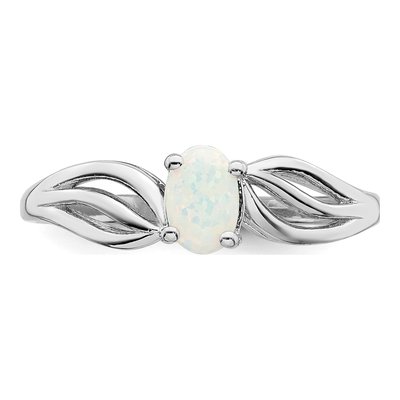Sterling Silver Lab-Created Opal Ring – view 6