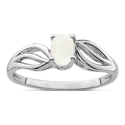 Sterling Silver Lab-Created Opal Ring