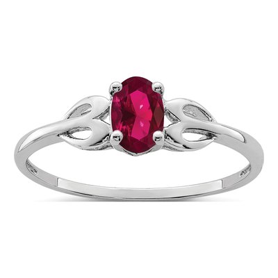 Sterling Silver Lab-Created Ruby Ring