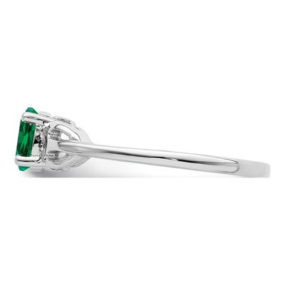 Sterling Silver Lab-Created Emerald Ring – view 4