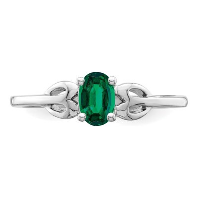 Sterling Silver Lab-Created Emerald Ring – view 6