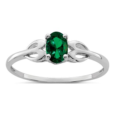 Sterling Silver Lab-Created Emerald Ring