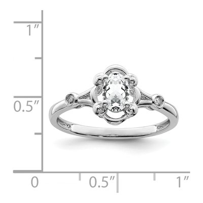 Sterling Silver White Topaz & Diamond Ring – view 3