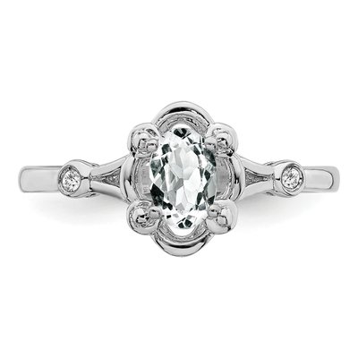 Sterling Silver White Topaz & Diamond Ring – view 5