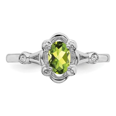 Sterling Silver Peridot & Diamond Ring – view 5