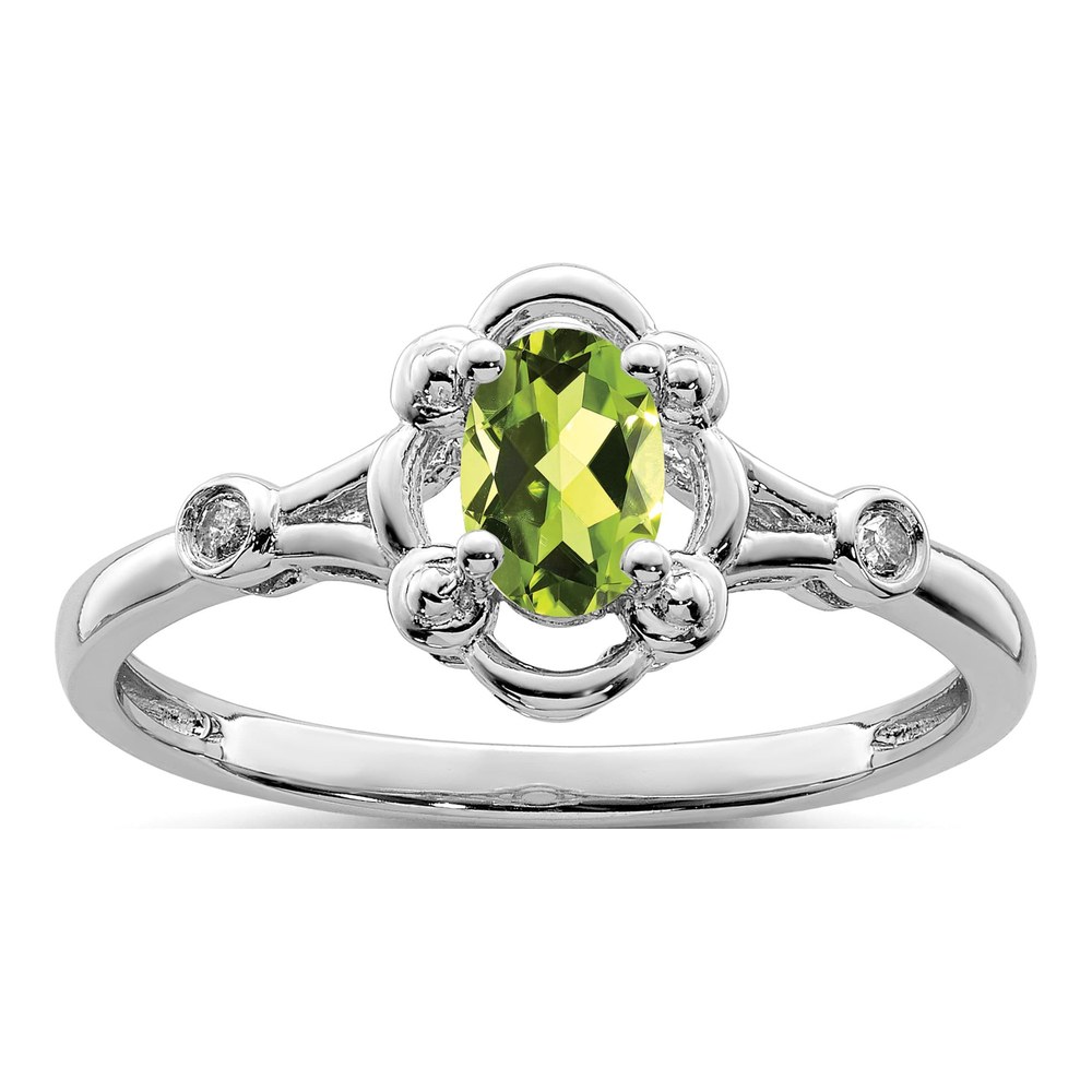 Sterling Silver Peridot & Diamond Ring