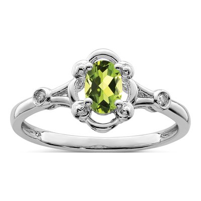Sterling Silver Peridot & Diamond Ring