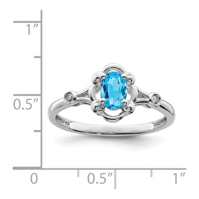 Sterling Silver Swiss Blue Topaz & Diamond Ring – view 3
