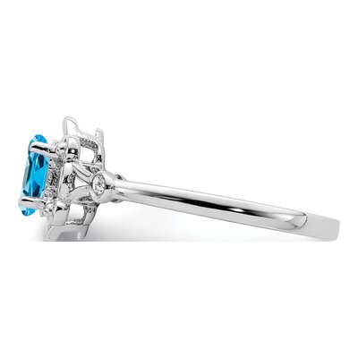 Sterling Silver Swiss Blue Topaz & Diamond Ring – view 4