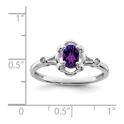 Sterling Silver Amethyst & Diamond Ring – view 3