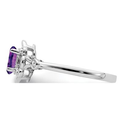 Sterling Silver Amethyst & Diamond Ring – view 4