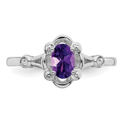 Sterling Silver Amethyst & Diamond Ring – view 5