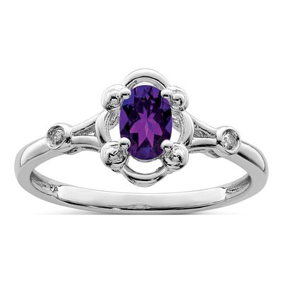 Sterling Silver Amethyst & Diamond Ring