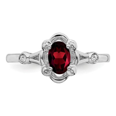 Sterling Silver Garnet & Diamond Ring – view 6