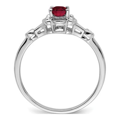 Sterling Silver Lab-Created Ruby & Diamond Ring – view 3