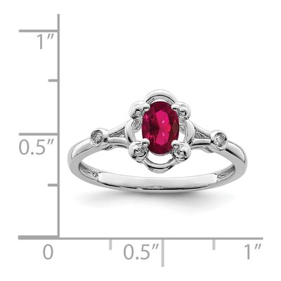 Sterling Silver Lab-Created Ruby & Diamond Ring – view 4