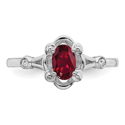 Sterling Silver Lab-Created Ruby & Diamond Ring – view 6