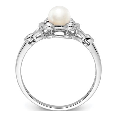 Sterling Silver Freshwater Cultured Pearl & Diamond Ring – view 2