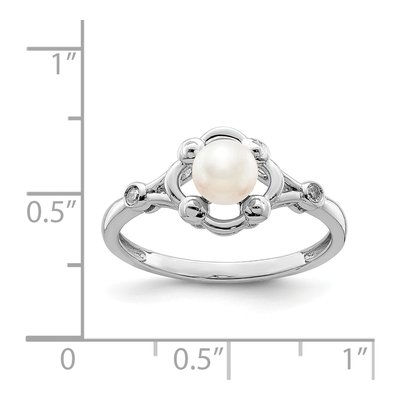 Sterling Silver Freshwater Cultured Pearl & Diamond Ring – view 3