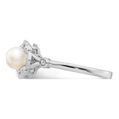 Sterling Silver Freshwater Cultured Pearl & Diamond Ring – view 4