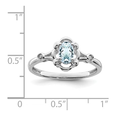 Sterling Silver Aquamarine & Diamond Girls' Ring – view 3