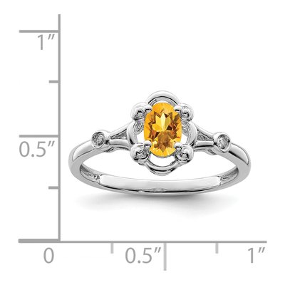 Sterling Silver Citrine & Diamond Ring – view 3