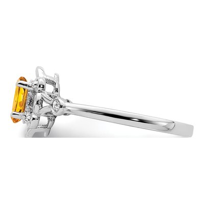 Sterling Silver Citrine & Diamond Ring – view 4