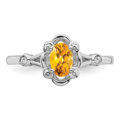 Sterling Silver Citrine & Diamond Ring – view 5