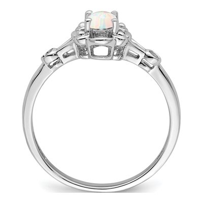 Sterling Silver Lab-Created Opal & Diamond Ring – view 3