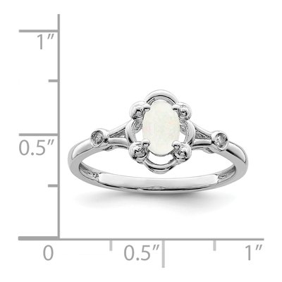 Sterling Silver Lab-Created Opal & Diamond Ring – view 4
