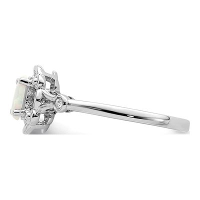 Sterling Silver Lab-Created Opal & Diamond Ring – view 5