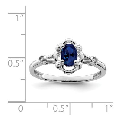 Sterling Silver Lab-Created Sapphire & Diamond Ring – view 3