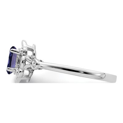 Sterling Silver Lab-Created Sapphire & Diamond Ring – view 4