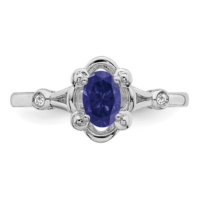 Sterling Silver Lab-Created Sapphire & Diamond Ring – view 5